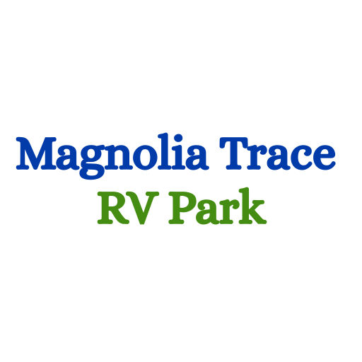 Text logo with “Magnolia Trace” in blue and “RV Park” in green, displayed on a white background.